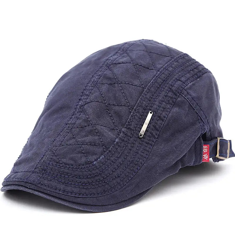 Flat Cap - Adjustable - Canvas - British Caps - Mens Flat Hats-Flat Cap-Chaps of London-Blue-Chaps of London