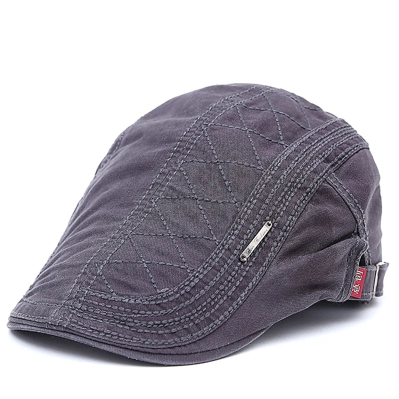 Flat Cap - Adjustable - Canvas - British Caps - Mens Flat Hats-Flat Cap-Chaps of London-Grey-Chaps of London