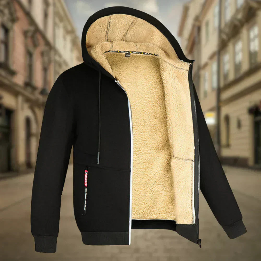 Fleece Hoodie Jacket - Winter - Warm - Zip-Up Hoodie - Men's Hoodie-Men's Fleece Hoodie Jacket-Chaps of London-Black-S-Chaps of London