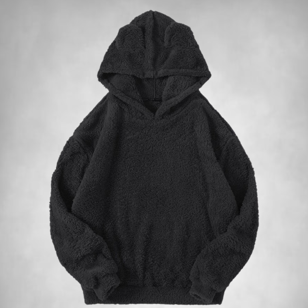 Fleece Hoodie - Men's Warm Comfy Teddy Pullover Hoodie-Men's Fleece Hoodie-Chaps of London-Black-S-Chaps of London