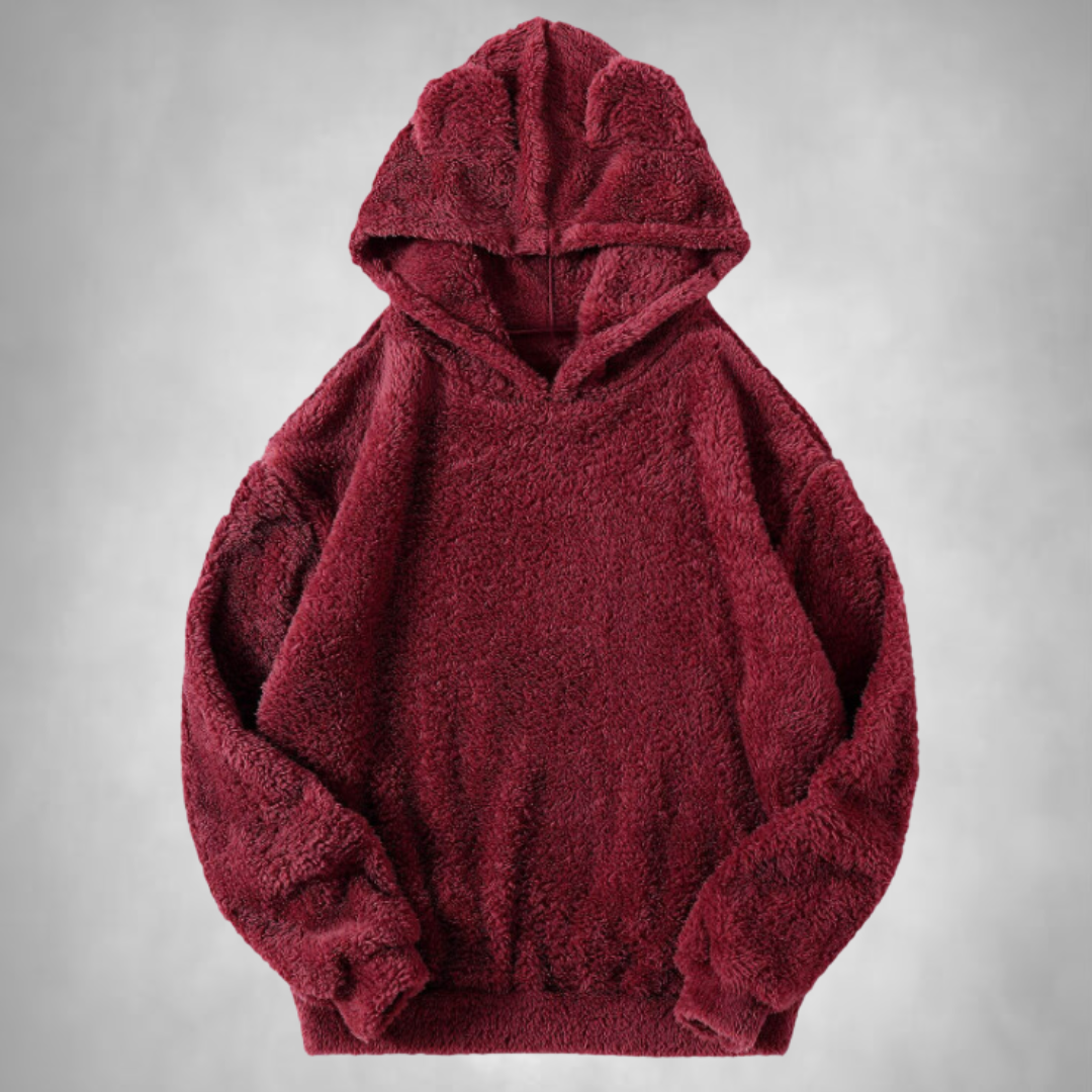 Fleece Hoodie - Men's Warm Comfy Teddy Pullover Hoodie-Men's Fleece Hoodie-Chaps of London-Bordeaux Red-S-Chaps of London