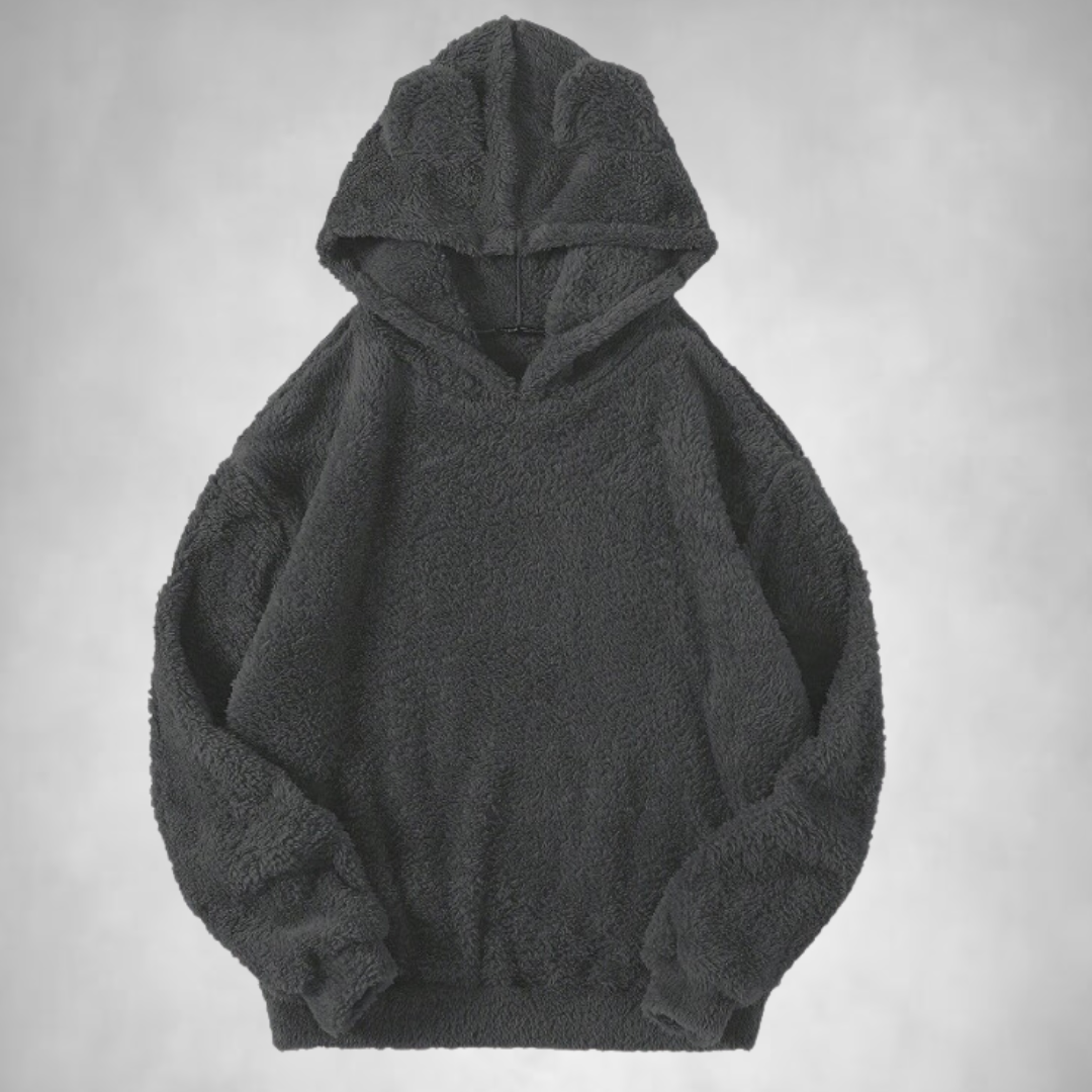 Fleece Hoodie - Men's Warm Comfy Teddy Pullover Hoodie-Men's Fleece Hoodie-Chaps of London-Dark Gray-S-Chaps of London