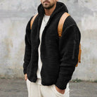 Fleece Hoodie | Warm | Zip-Up | Teddy Hoodie | Men's Fleece Jacket-Sweatshirts & Hoodies-Chaps of London-Black-S-Chaps of London
