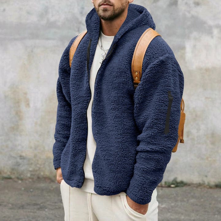 Fleece Jacket | Hooded | Full Zip | Teddy Jacket | Men's Jacket-Men Jackets-Chaps of London-Navy Blue-S-Chaps of London
