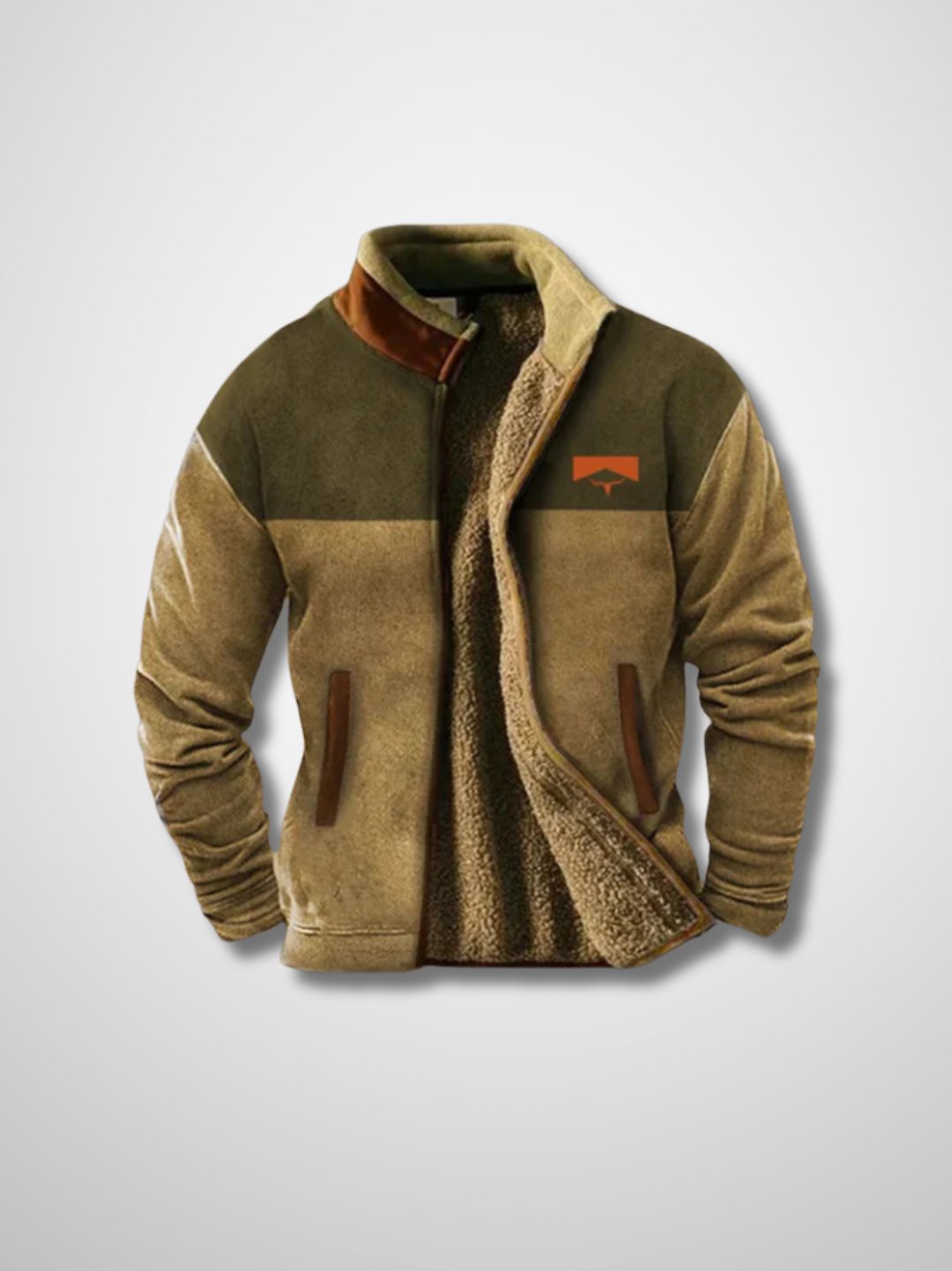 Fleece Jacket - Men's Warm Zip-Up Sherpa Lined Jacket for Winter-Men's Fleece Jacket-Chaps of London-Brown-S-Chaps of London