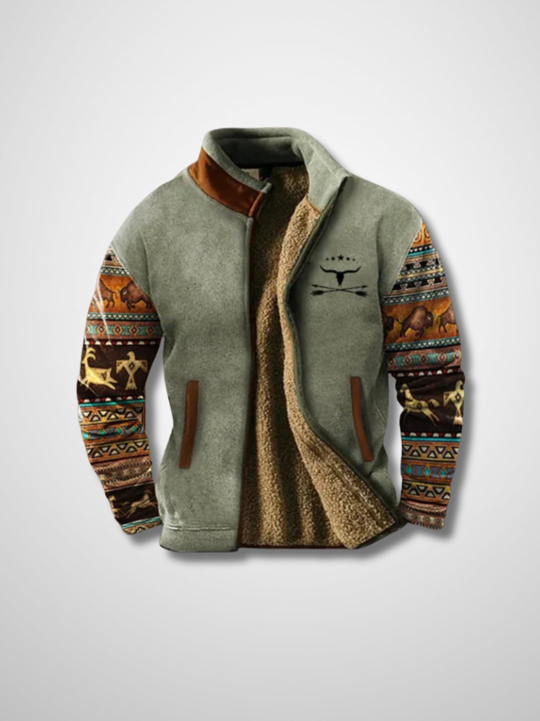 Fleece Jacket - Men's Warm Zip-Up Sherpa Lined Jacket for Winter-Men's Fleece Jacket-Chaps of London-Grey-S-Chaps of London