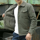 Fleece Lined Jacket | Button-Up | Breast Pocket | Winter Jacket | Men's Jacket-Chaps of London-Green-M-Chaps of London