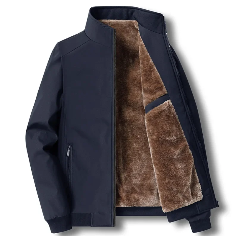 Fleece Lined Jacket - Men's Windproof Zip-Up Autumn and Winter Jacket-Mens Jacket-Chaps of London-Blue-S-Chaps of London