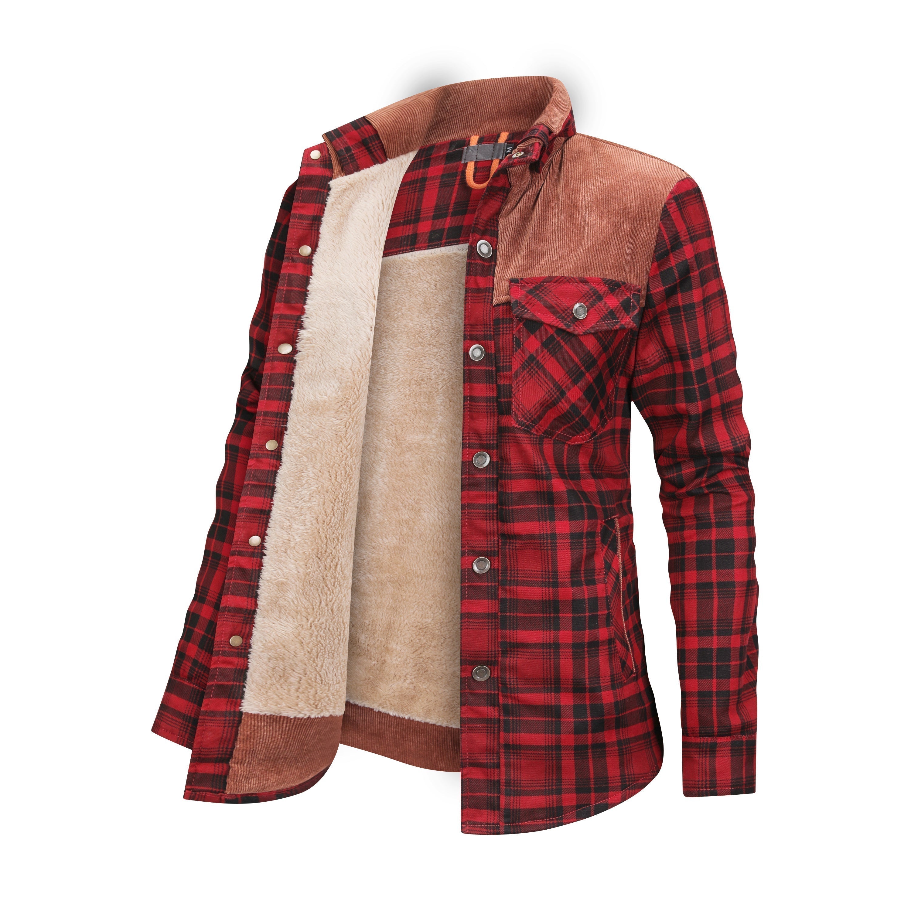Fleece Lined Jacket | Plaid | Button-Up | Checkered Jacket | Men's Overshirt-Winterjacken-Chaps of London-Cherry Red-XS-Chaps of London