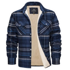 Fleece Lined Jacket | Plaid | Button-Up | Flannel Shirt | Winter Jacket-Chaps of London-Blue-Gray-S-Chaps of London