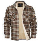 Fleece Lined Jacket | Plaid | Button-Up | Flannel Shirt | Winter Jacket-Chaps of London-Khaki-S-Chaps of London