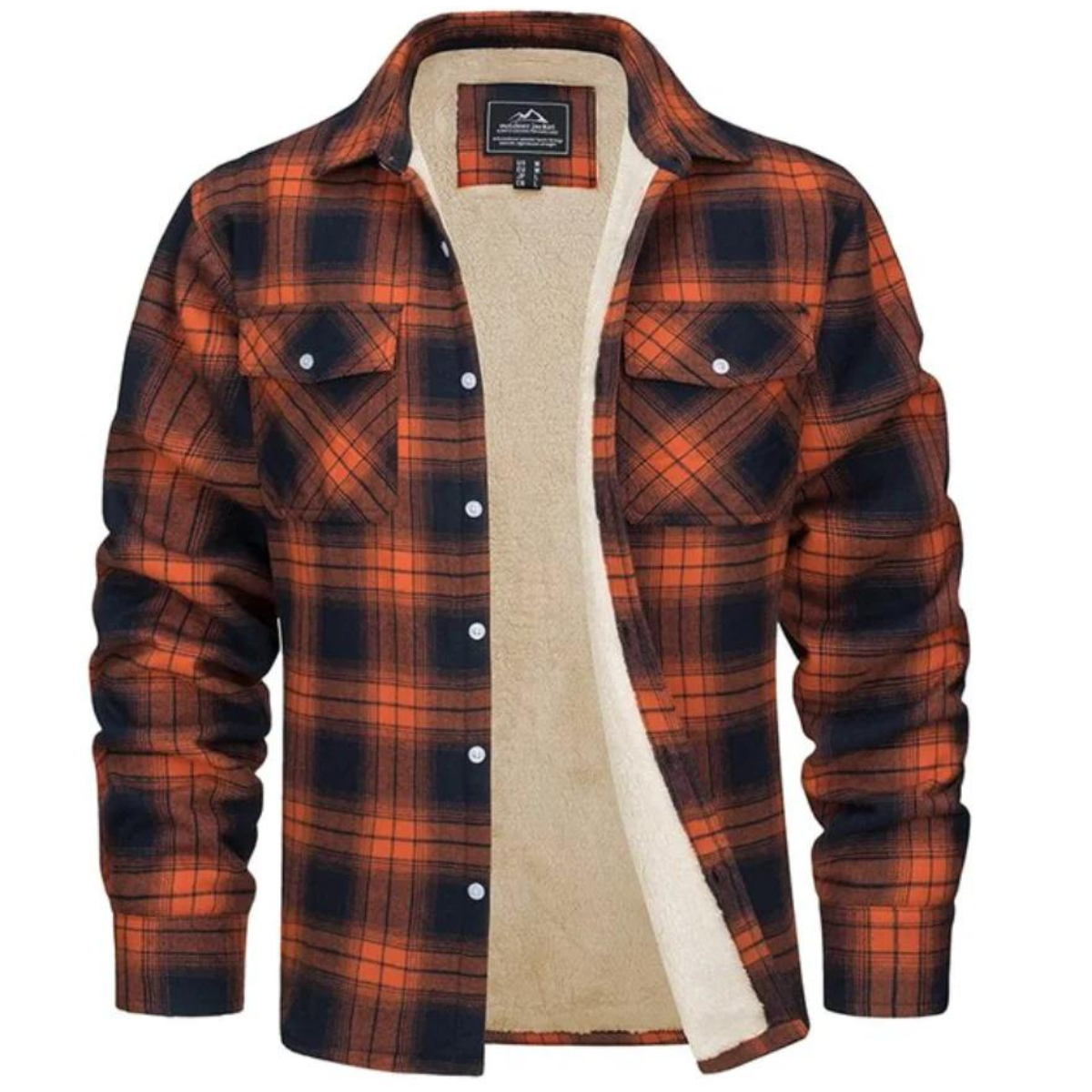 Fleece Lined Jacket | Plaid | Button-Up | Flannel Shirt | Winter Jacket-Chaps of London-Orange-S-Chaps of London