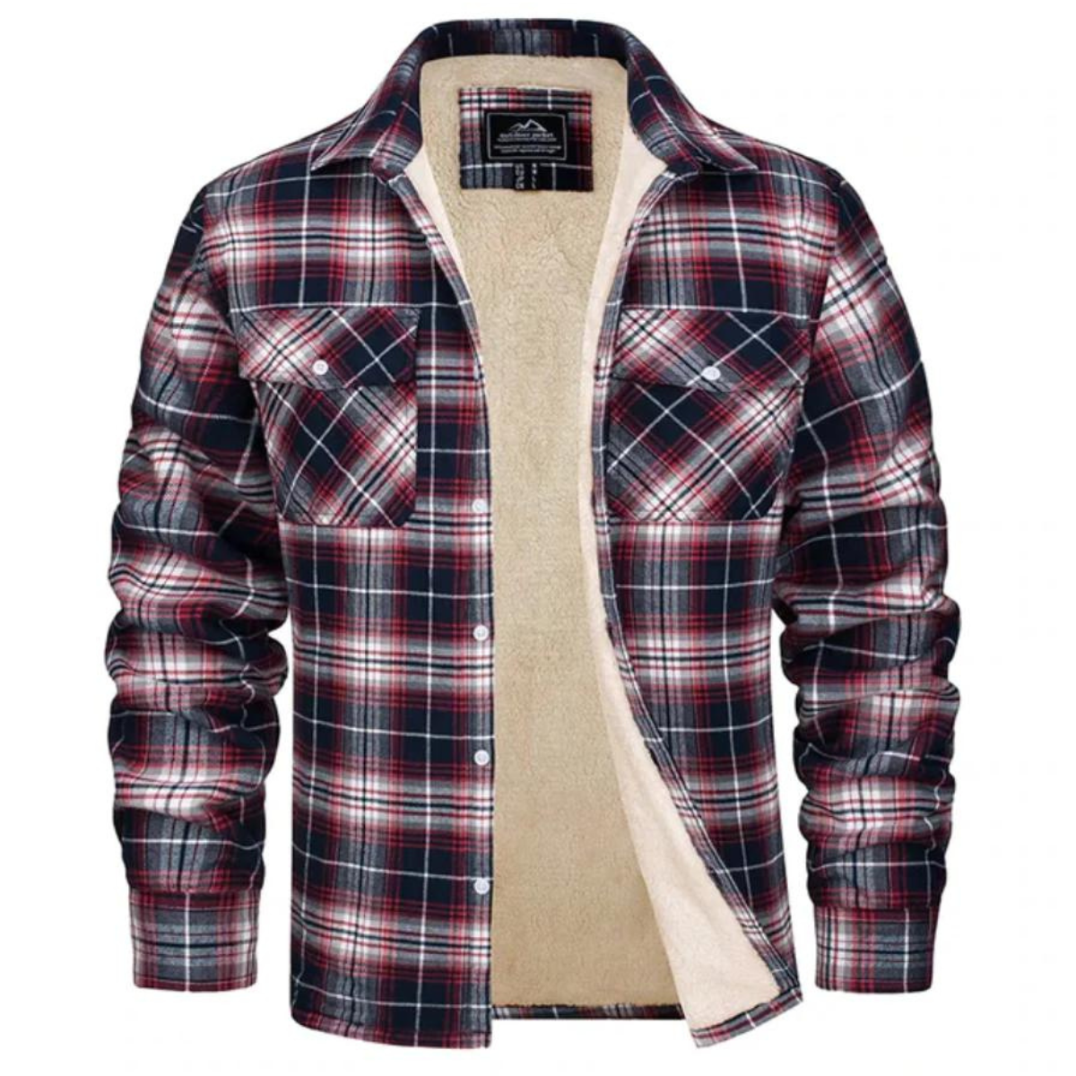 Fleece Lined Jacket | Plaid | Button-Up | Flannel Shirt | Winter Jacket-Chaps of London-Red-S-Chaps of London