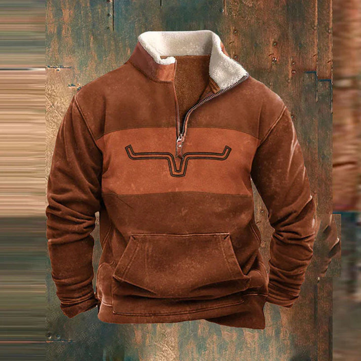 Fleece Pullover | Half Zip | Warm | Fleece Sweater | Men's Winter Clothes-Fleece Pullover-Chaps of London-Orange-S-Chaps of London