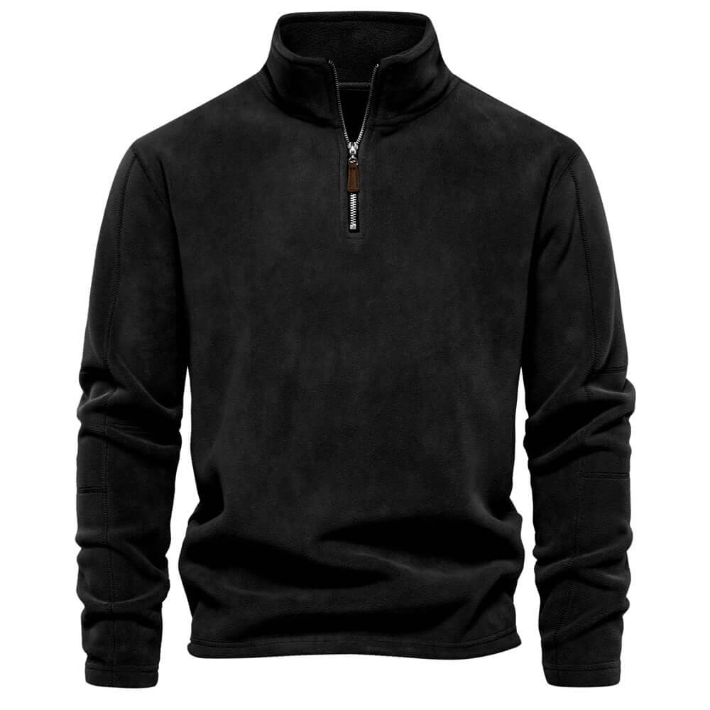Fleece Pullover - Half Zip - Warm - Quarter Zip Fleece - Men's Fleece-Chaps of London-Black-S-Chaps of London