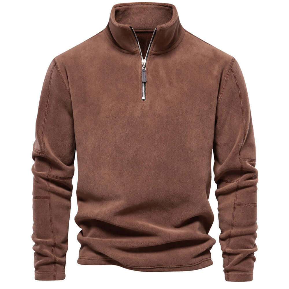 Fleece Pullover - Half Zip - Warm - Quarter Zip Fleece - Men's Fleece-Chaps of London-Brown-S-Chaps of London