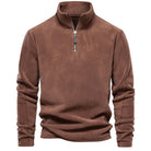 Fleece Pullover - Half Zip - Warm - Quarter Zip Fleece - Men's Fleece-Chaps of London-Brown-S-Chaps of London