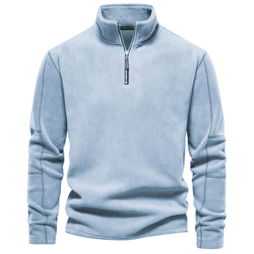 Fleece Pullover - Half Zip - Warm - Quarter Zip Fleece - Men's Fleece-Chaps of London-Light blue-S-Chaps of London