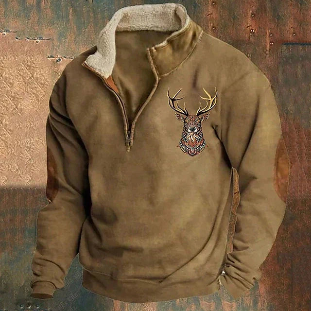 Fleece Pullover - Men's Warm Half Zip Fleece Sweater for Winter-Fleece Sweater-Chaps of London-Brown-S-Chaps of London