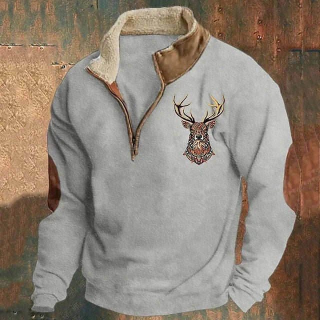 Fleece Pullover - Men's Warm Half Zip Fleece Sweater for Winter-Fleece Sweater-Chaps of London-Gray-S-Chaps of London
