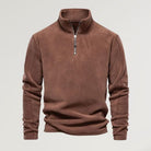 Fleece Pullover - Quarter Zip - Long Sleeve - Fleece Shirt - Men's Half Zip Pullover-Sweatshirts & Hoodies-Chaps of London-Brown-S-Chaps of London