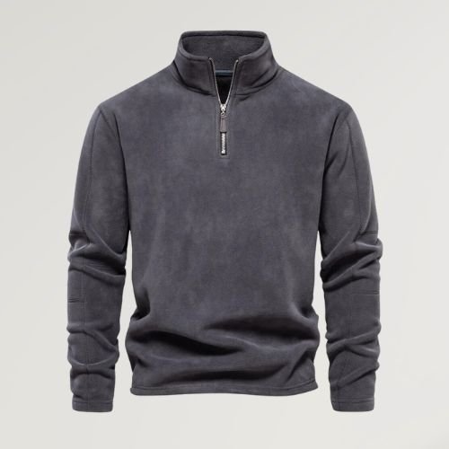 Fleece Pullover - Quarter Zip - Long Sleeve - Fleece Shirt - Men's Half Zip Pullover-Sweatshirts & Hoodies-Chaps of London-Dark Grey-S-Chaps of London