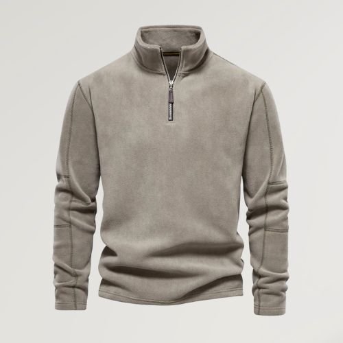 Fleece Pullover - Quarter Zip - Long Sleeve - Fleece Shirt - Men's Half Zip Pullover-Sweatshirts & Hoodies-Chaps of London-Olive Green-S-Chaps of London