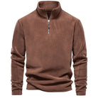 Fleece Pullover - Quarter Zip - Warm - Fleece Sweater - Men's Half Zip Fleece-Chaps of London-Brown-S 55-65kg-Chaps of London