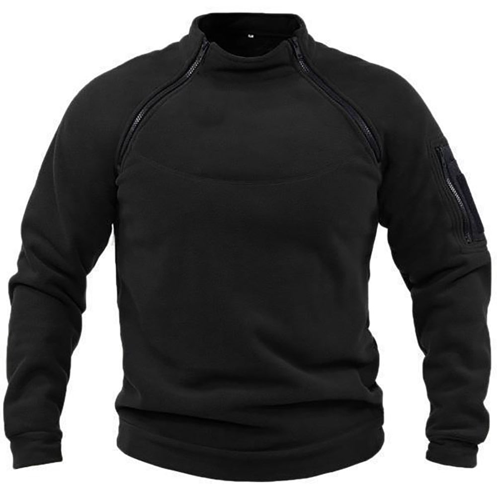 Fleece Pullover | Warm | Half Zip | Outdoor Fleece | Men's Fleece-Trui man-Chaps of London-Black-S-Chaps of London