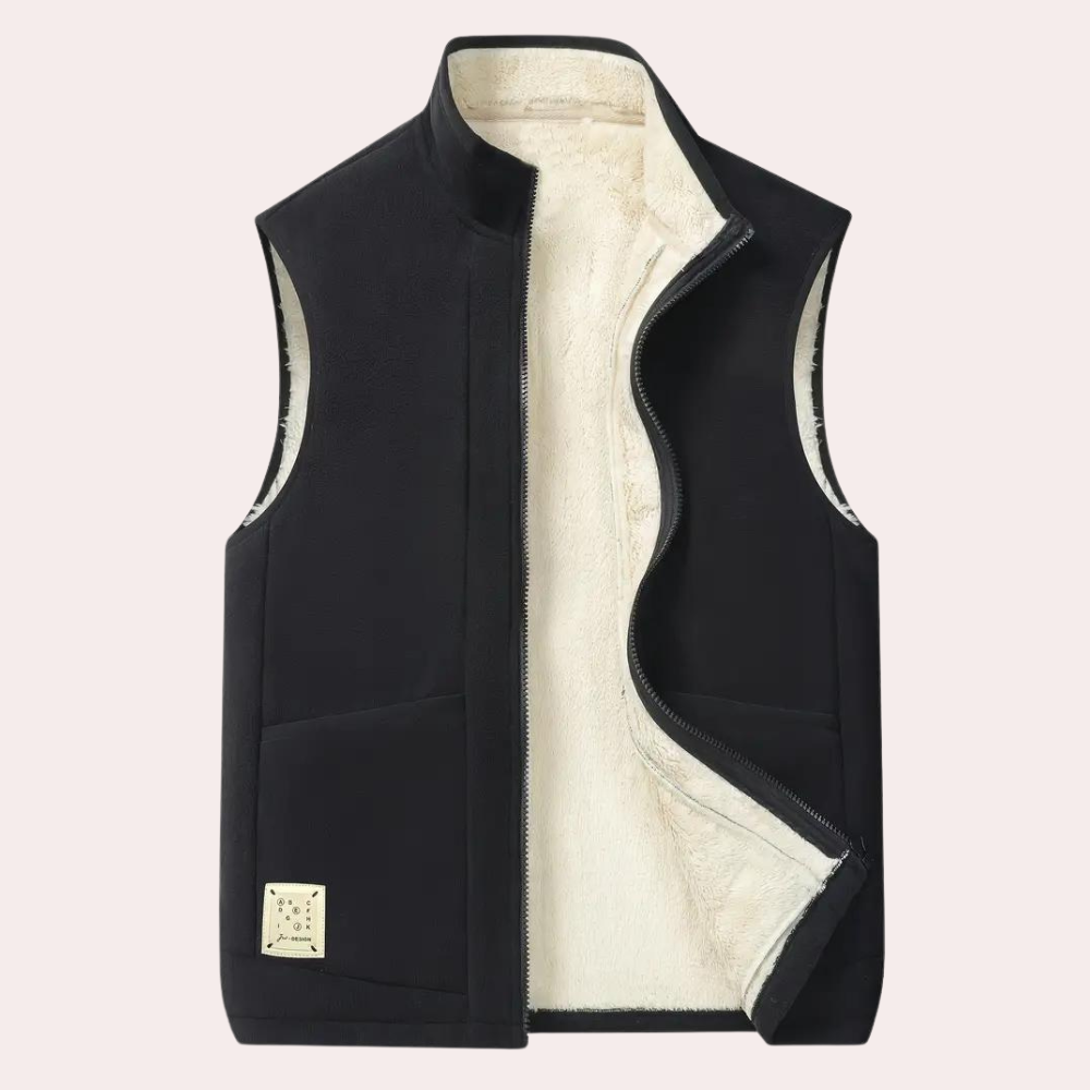 Fleece Vest | Zip-Up | Bodywarmer | Winter Vest | Men's Gilet-Men Winter Vest-Chaps of London-Black-S-Chaps of London