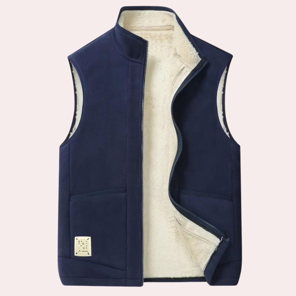 Fleece Vest | Zip-Up | Bodywarmer | Winter Vest | Men's Gilet-Men Winter Vest-Chaps of London-Navy Blue-S-Chaps of London