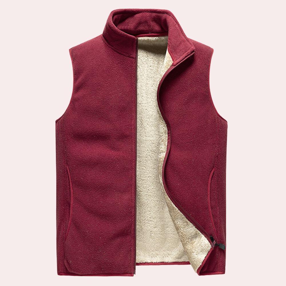 Fleece Vest | Zip-Up | Bodywarmer | Winter Vest | Men's Gilet-Men Winter Vest-Chaps of London-Red-S-Chaps of London