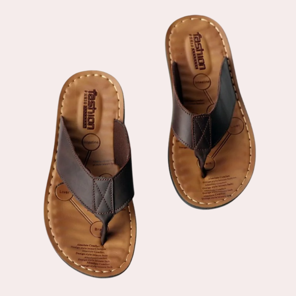 Flip Flops - Ergonomic - Orthopedic - Leather Flip Flops - Men's Sandals-Chaps of London-Brown-39-Chaps of London