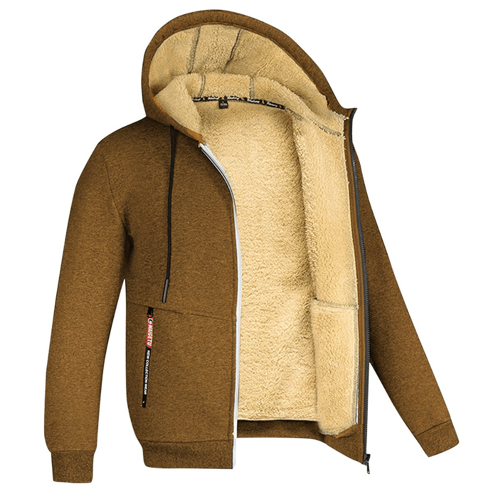 Fur Lined Hoodie - Warm - Zip-Up - Winter Hoodie - Men's Hoodie Jacket-Chaps of London-Brown-S-Chaps of London