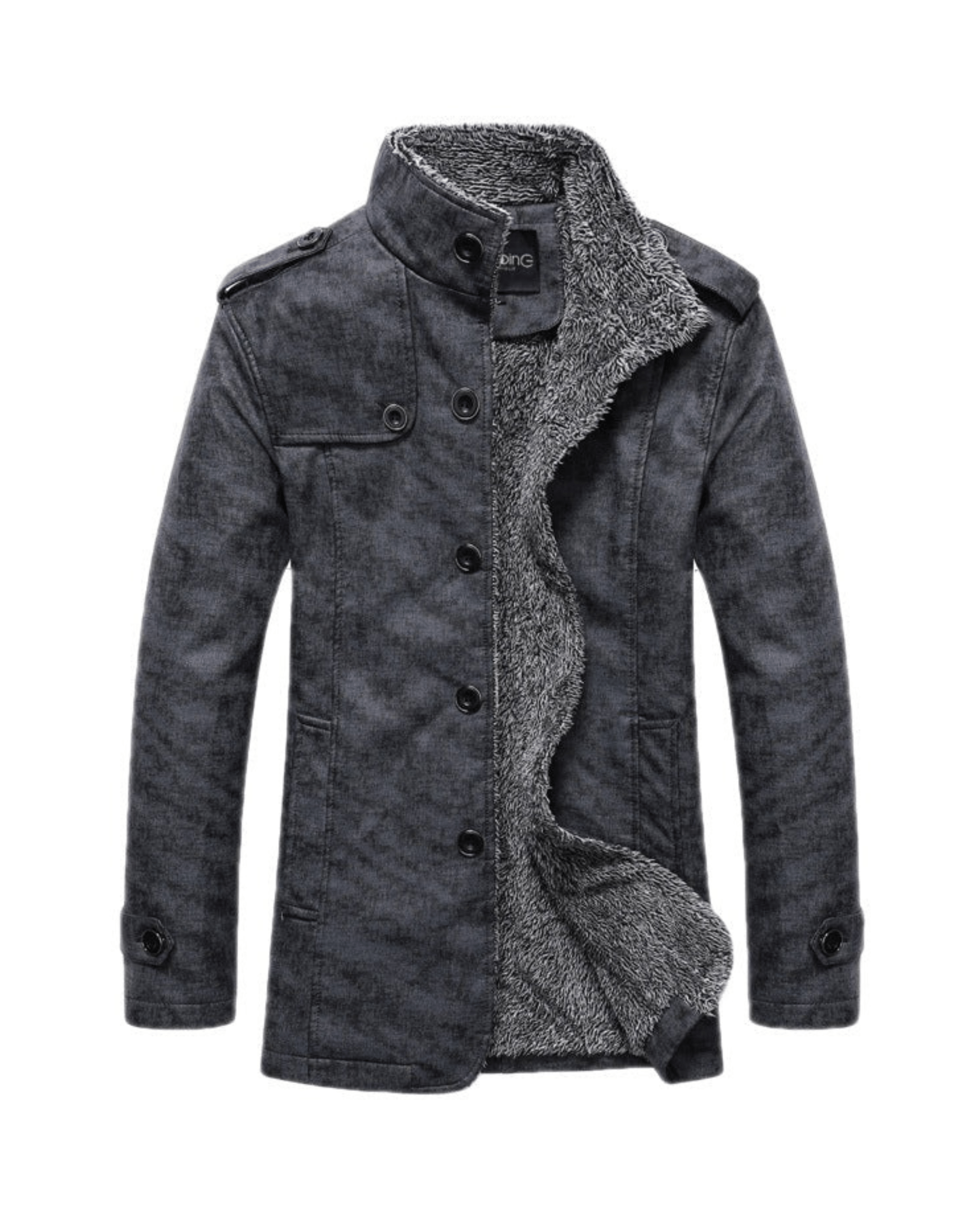 Fur Lined Jacket | Warm | Standing Collar | Winter Jacket | Men's Jacket-Jackets-Chaps of London-Dark Gray-M-Chaps of London