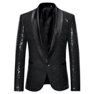 Glitter Blazer | Single Breasted | Sparkly | Party Blazer | Men's Blazer-Chaps of London-Black-S-Chaps of London