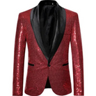 Glitter Blazer | Single Breasted | Sparkly | Party Blazer | Men's Blazer-Chaps of London-Red-S-Chaps of London