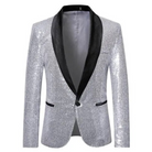 Glitter Blazer | Single Breasted | Sparkly | Party Blazer | Men's Blazer-Chaps of London-Silver-S-Chaps of London