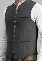 Gray Vest - Men's Classic Sleeveless Single Breasted Suit Vest-Chaps of London-Chaps of London
