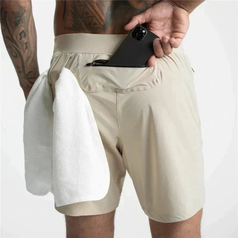 Gym Shorts | Drawstring | Lightweight | Sport Shorts | Men's Exercise Shorts-Chaps of London-Khaki-S-Chaps of London