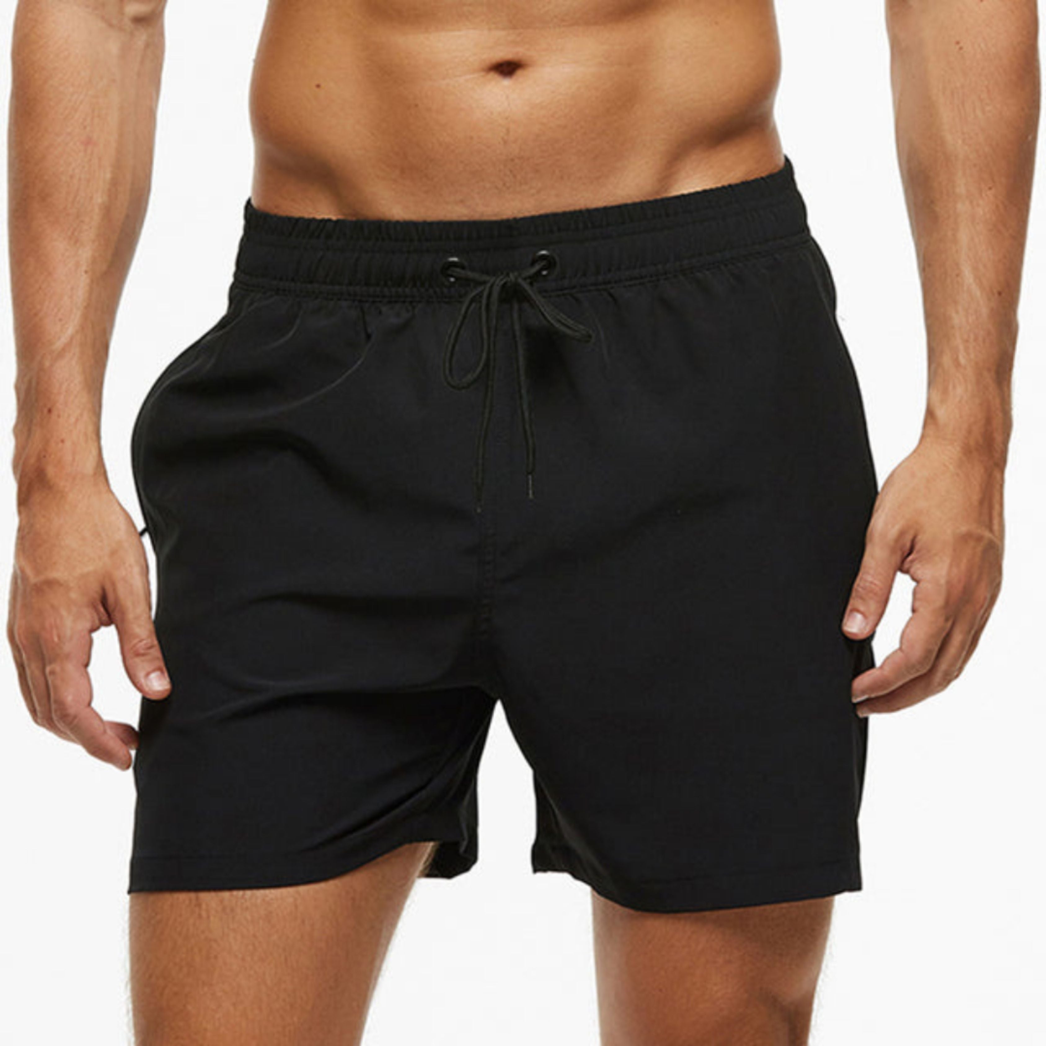 Gym Shorts - Elastic Waist - Drawstring - Sports Shorts - Men's Shorts-Swimwear Shorts-Chaps of London-Black-S-Chaps of London