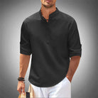 Half Button Shirt | Casual | Long Sleeve | Pullover Shirt | Men's Shirts-Chaps Herrenmode-Black-S-Chaps of London
