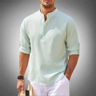 Half Button Shirt | Casual | Long Sleeve | Pullover Shirt | Men's Shirts-Chaps Herrenmode-Light Green-S-Chaps of London