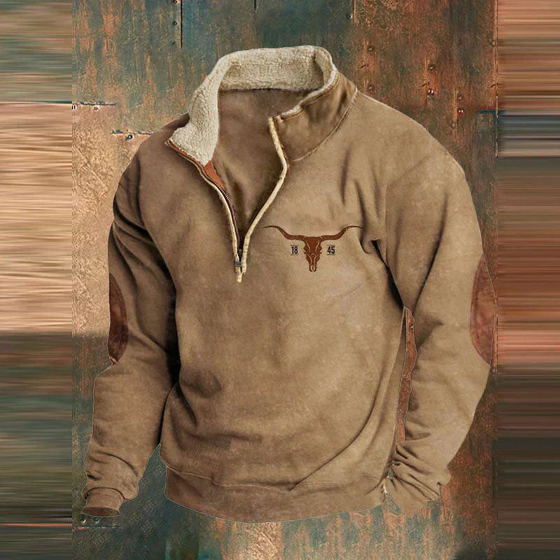 Half Zip Fleece | Warm | Pocket | Men's Half Zip Pullover | Winter Clothes-Chaps of London-Brown-S-Chaps of London
