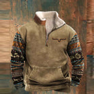 Half Zip Fleece | Warm | Pocket | Men's Half Zip Pullover | Winter Clothes-Chaps of London-Khaki-S-Chaps of London