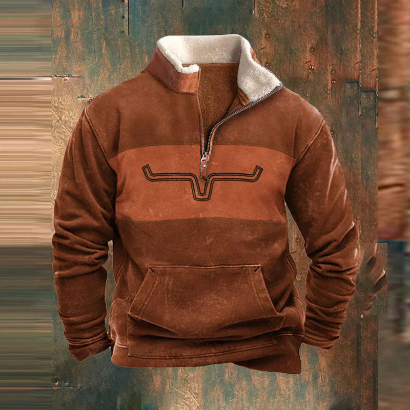 Half Zip Fleece | Warm | Pocket | Men's Half Zip Pullover | Winter Clothes-Chaps of London-Orange-S-Chaps of London