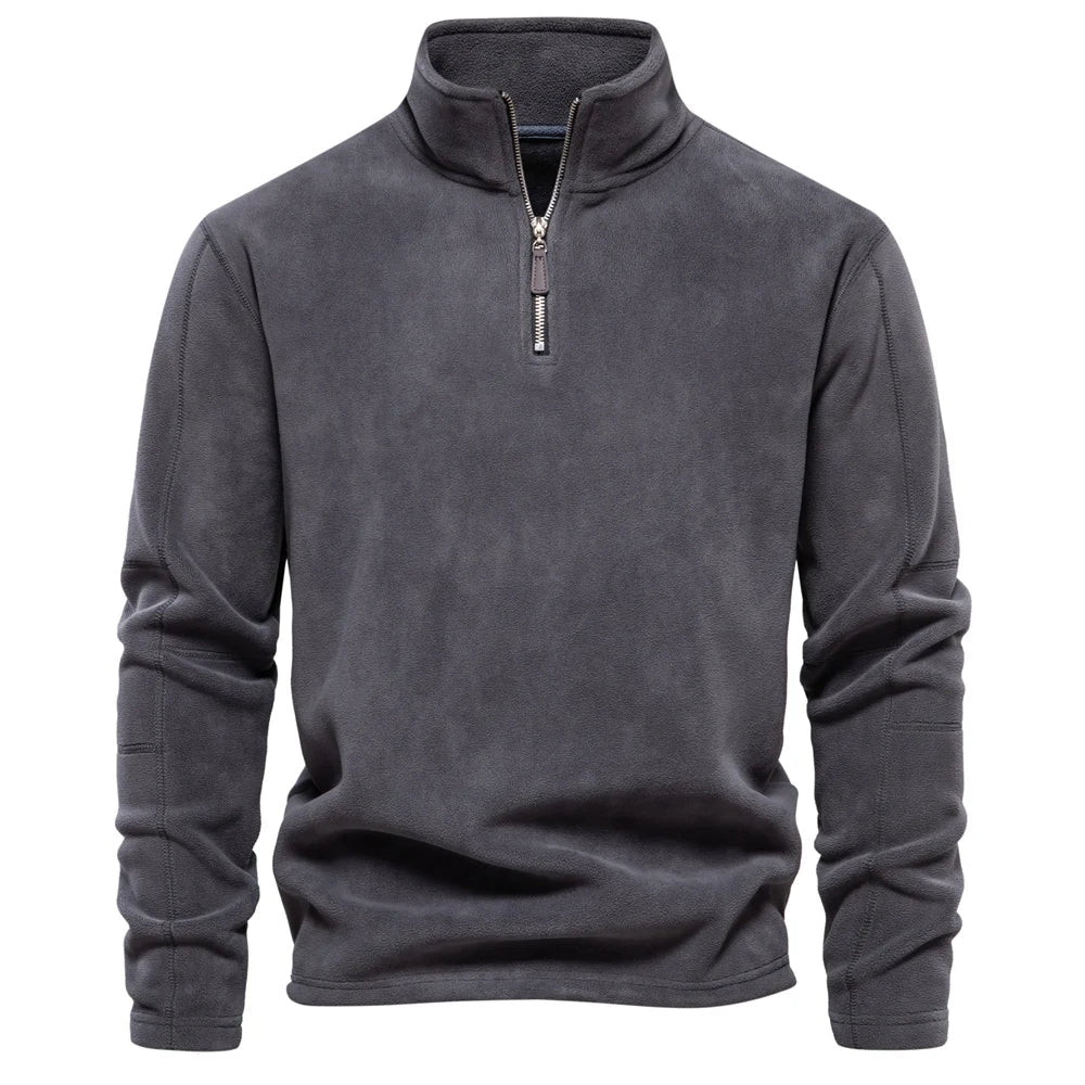 Half Zip Fleece - Warm - Quarter Zip - Fleece Pullover - Men's Clothing-Chaps Herrenmode-Dark Gray-S-Chaps of London