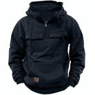 Half Zip Hoodie - Pullover - Kangaroo Pocket - Cargo Hoodie - Men's Hoodie-Hoodie-Chaps of London-Dark Blue-XS-Chaps of London