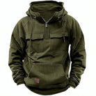 Half Zip Hoodie - Pullover - Kangaroo Pocket - Cargo Hoodie - Men's Hoodie-Hoodie-Chaps of London-Green-XS-Chaps of London