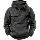 Half Zip Hoodie - Pullover - Kangaroo Pocket - Cargo Hoodie - Men's Hoodie-Hoodie-Chaps of London-Grey-XS-Chaps of London